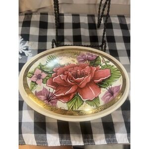 VTG CASUAL MUSIC TRINKET/JEWELRY BOX FLORAL LID 8.5L x‎ 6W x 2.5H (80)